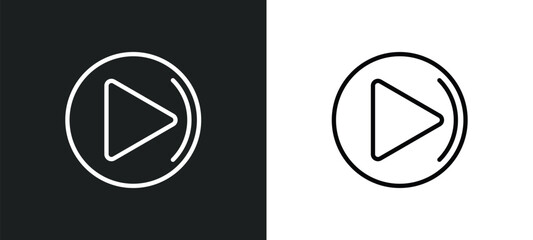 right arrow play button icon isolated in white and black colors. right arrow play button outline vector icon from user interface collection for web, mobile apps and ui.