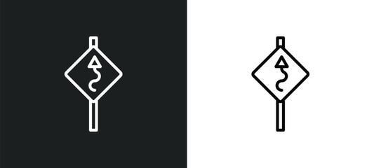 curvy road ahead icon isolated in white and black colors. curvy road ahead outline vector icon from user interface collection for web, mobile apps and ui.