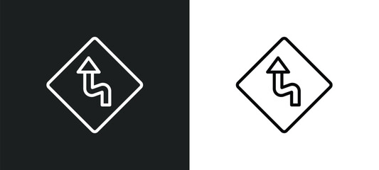 left reverse curve icon isolated in white and black colors. left reverse curve outline vector icon from user interface collection for web, mobile apps and ui.