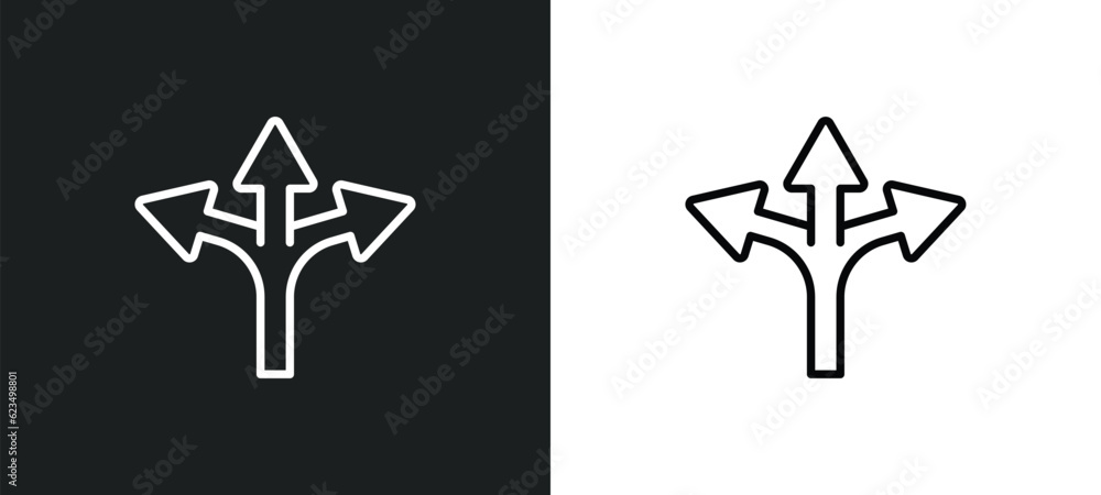 Poster crossroad icon isolated in white and black colors. crossroad outline vector icon from user interface