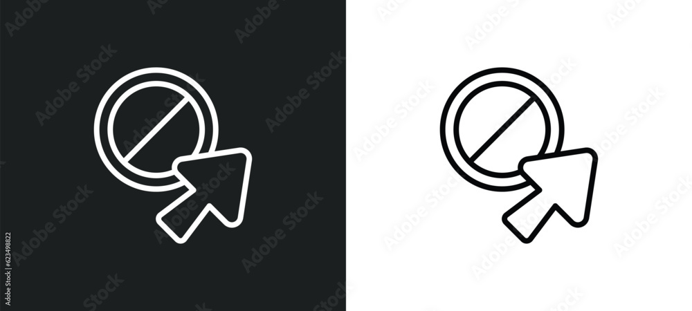 Poster forbidden cursor icon isolated in white and black colors. forbidden cursor outline vector icon from 