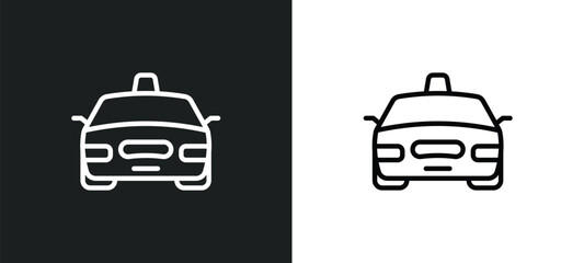 taxi icon isolated in white and black colors. taxi outline vector icon from transportation collection for web, mobile apps and ui.