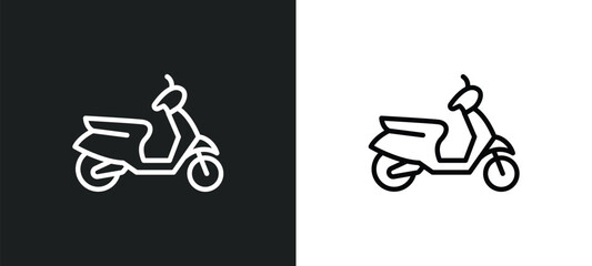 scooter icon isolated in white and black colors. scooter outline vector icon from transportation collection for web, mobile apps and ui. © Farahim