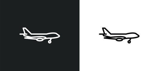 jumbo jet icon isolated in white and black colors. jumbo jet outline vector icon from transportation collection for web, mobile apps and ui.