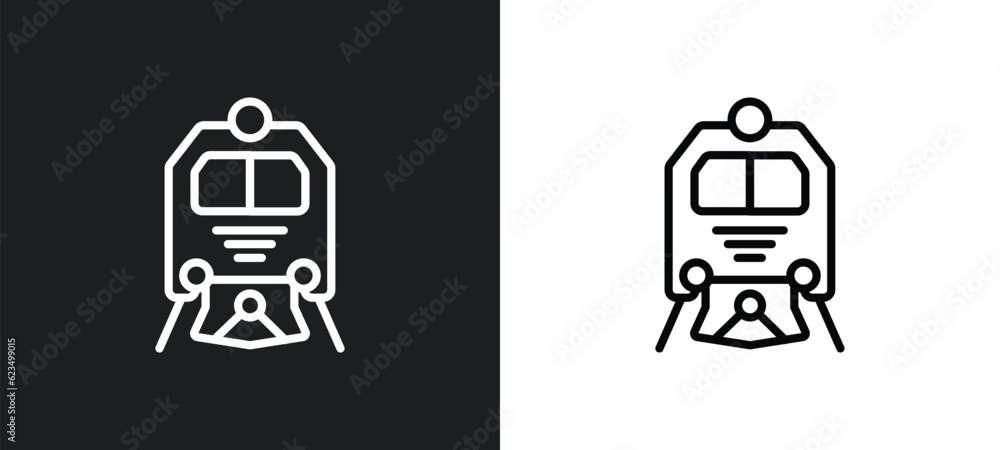 Aufkleber train front icon isolated in white and black colors. train front outline vector icon from transporta