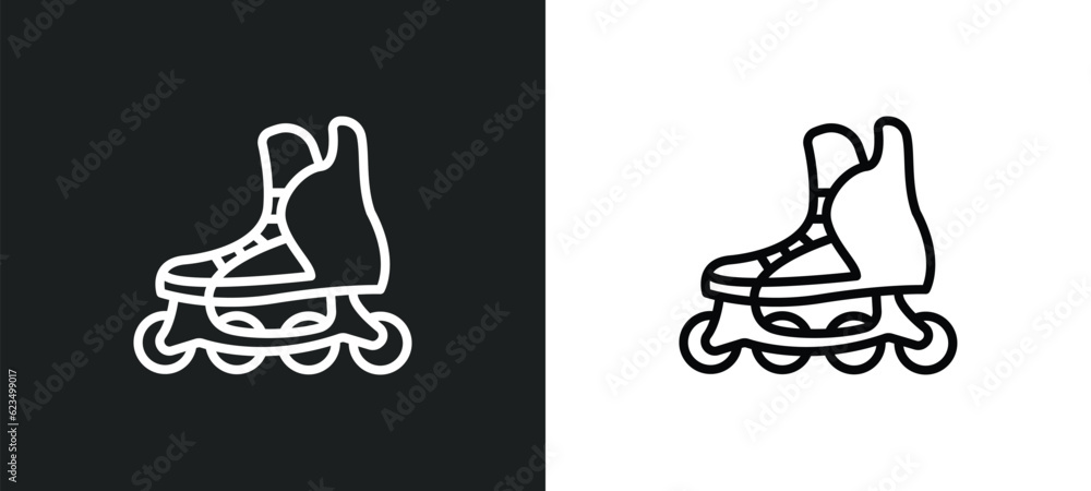 Poster inline skates icon isolated in white and black colors. inline skates outline vector icon from transp