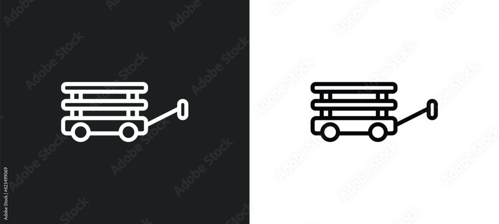 Poster wagon icon isolated in white and black colors. wagon outline vector icon from transportation collect
