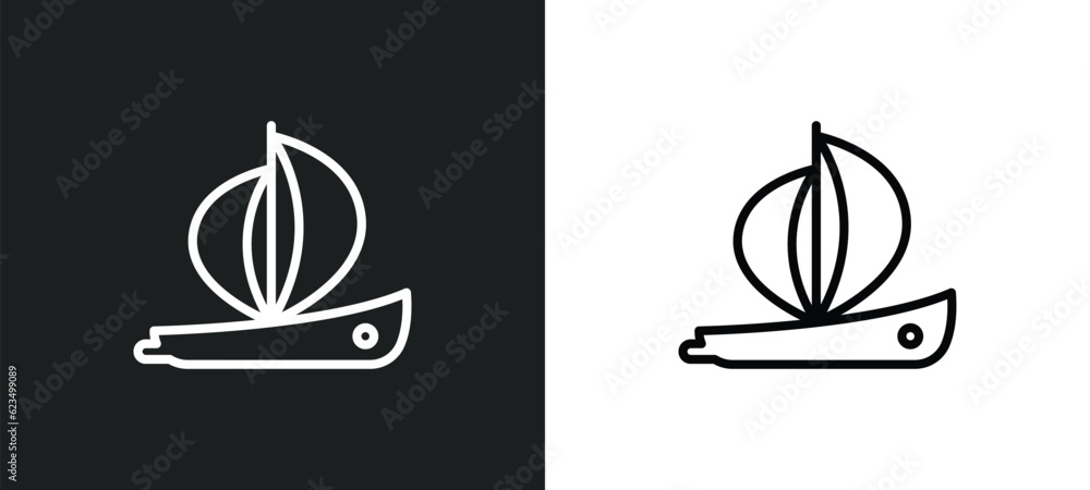 Poster yawl icon isolated in white and black colors. yawl outline vector icon from transportation collectio