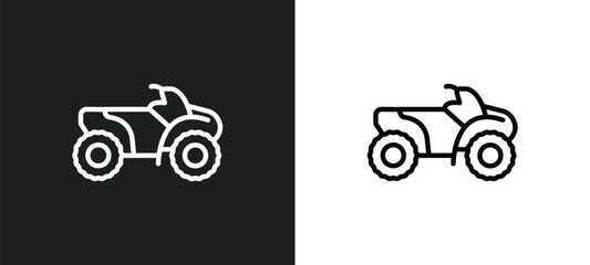 all terrain vehicle icon isolated in white and black colors. all terrain vehicle outline vector icon from transportation collection for web, mobile apps and ui.