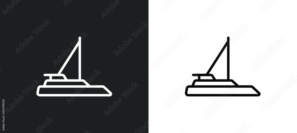 Poster catamaran icon isolated in white and black colors. catamaran outline vector icon from transportation