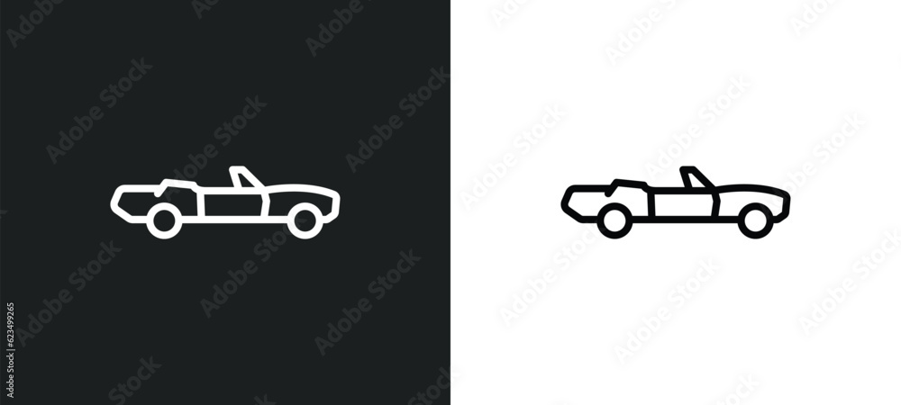Poster cabriolet icon isolated in white and black colors. cabriolet outline vector icon from transportation