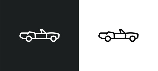 cabriolet icon isolated in white and black colors. cabriolet outline vector icon from transportation collection for web, mobile apps and ui.