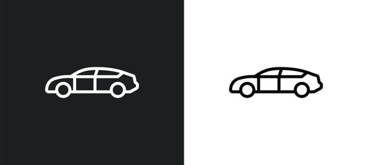 automobile icon isolated in white and black colors. automobile outline vector icon from transportation collection for web, mobile apps and ui.