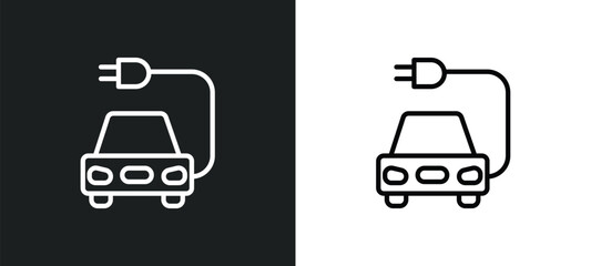 electric car icon isolated in white and black colors. electric car outline vector icon from transportation collection for web, mobile apps and ui.