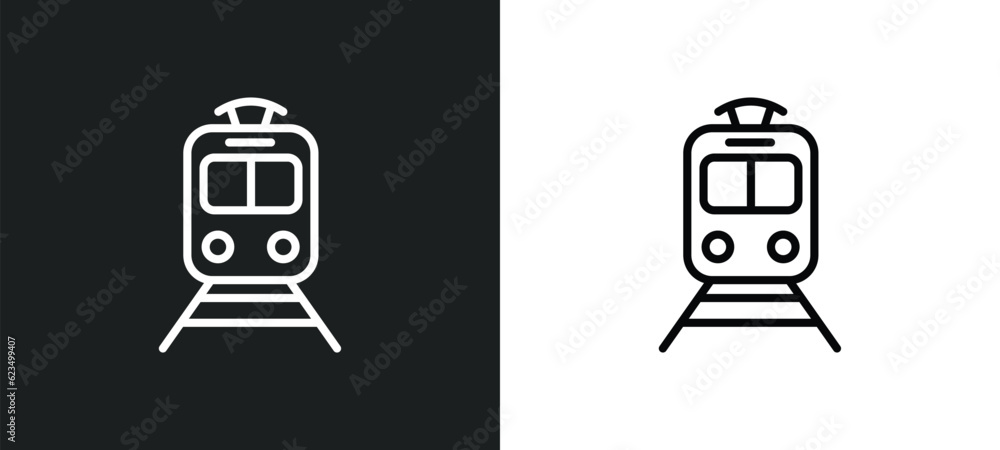 Poster tram stop icon isolated in white and black colors. tram stop outline vector icon from transport coll
