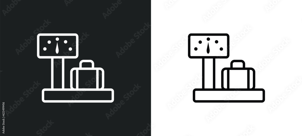 Poster airport checking icon isolated in white and black colors. airport checking outline vector icon from 