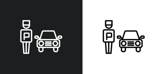 parking men icon isolated in white and black colors. parking men outline vector icon from transport collection for web, mobile apps and ui.