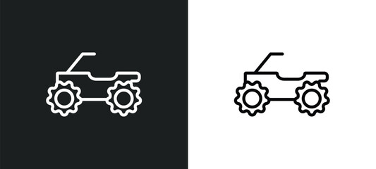 quad bike icon isolated in white and black colors. quad bike outline vector icon from transport collection for web, mobile apps and ui. © Farahim