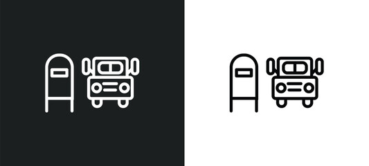 scholar bus stop icon isolated in white and black colors. scholar bus stop outline vector icon from transport collection for web, mobile apps and ui.