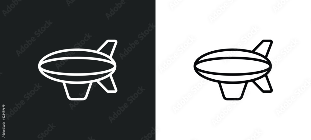 Poster blimp icon isolated in white and black colors. blimp outline vector icon from transport collection f