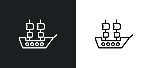 galleon icon isolated in white and black colors. galleon outline vector icon from transport collection for web, mobile apps and ui.