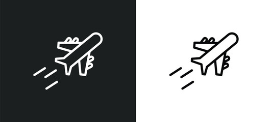 flying airplane icon isolated in white and black colors. flying airplane outline vector icon from transport collection for web, mobile apps and ui.