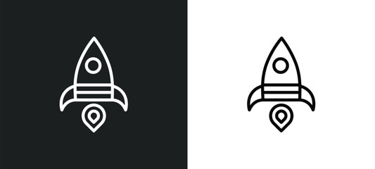 space rocket launch icon isolated in white and black colors. space rocket launch outline vector icon from transport collection for web, mobile apps and ui.