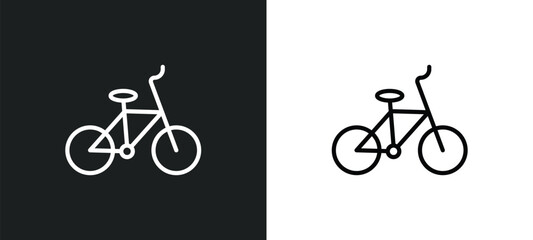 Fototapeta premium bicycle side view icon isolated in white and black colors. bicycle side view outline vector icon from transport collection for web, mobile apps and ui.