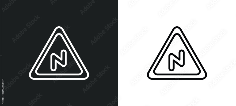 Poster right reverse bend icon isolated in white and black colors. right reverse bend outline vector icon f