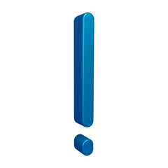 3D blue exclamation mark symbol or icon design