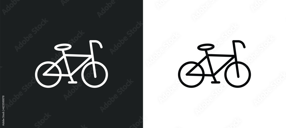 Poster bicycle icon isolated in white and black colors. bicycle outline vector icon from traffic signs coll