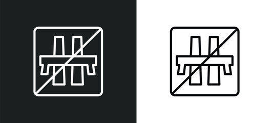 end motorway icon isolated in white and black colors. end motorway outline vector icon from traffic signs collection for web, mobile apps and ui.