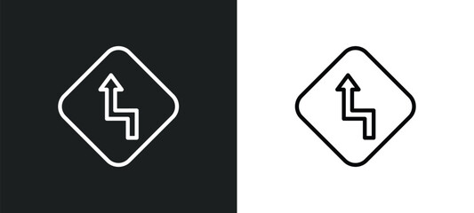 curves icon isolated in white and black colors. curves outline vector icon from traffic signs collection for web, mobile apps and ui.