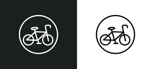 cycle lane icon isolated in white and black colors. cycle lane outline vector icon from traffic signs collection for web, mobile apps and ui.