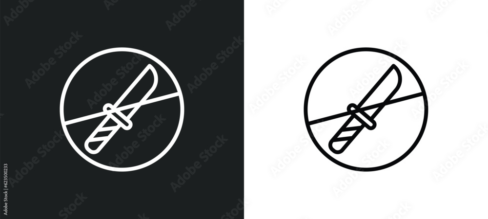 Poster no weapons icon isolated in white and black colors. no weapons outline vector icon from traffic sign