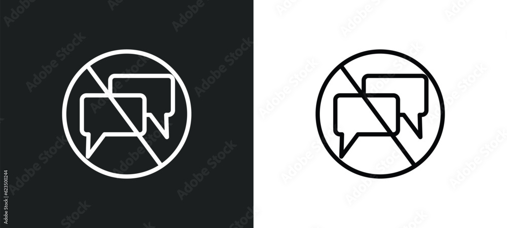 Poster no chatting icon isolated in white and black colors. no chatting outline vector icon from traffic si