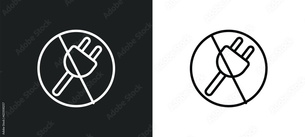 Poster no plug icon isolated in white and black colors. no plug outline vector icon from traffic signs coll