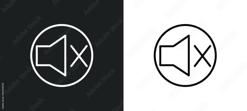 Poster no sound icon isolated in white and black colors. no sound outline vector icon from traffic signs co