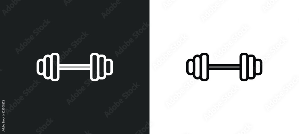 Poster exercise with dumbbells icon isolated in white and black colors. exercise with dumbbells outline vec