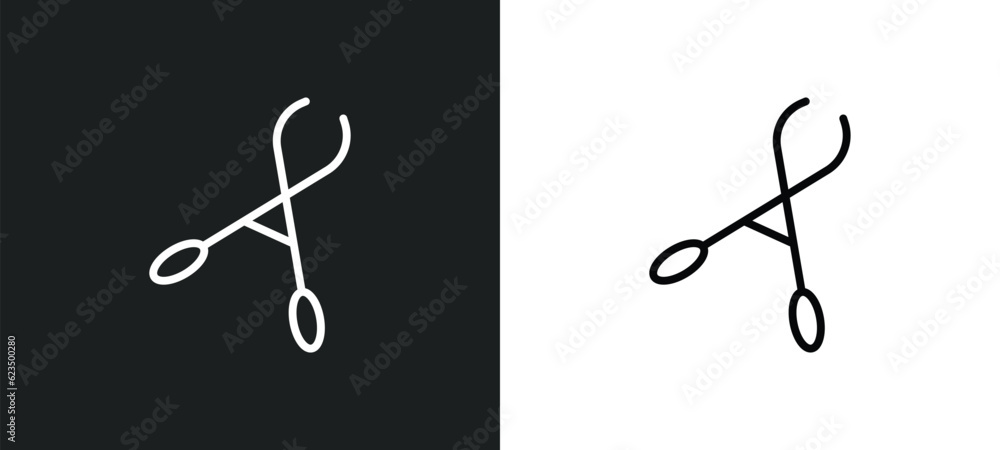 Poster forceps icon isolated in white and black colors. forceps outline vector icon from tools and utensils