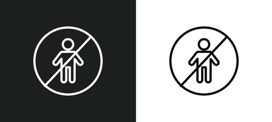 no children icon isolated in white and black colors. no children outline vector icon from traffic signs collection for web, mobile apps and ui.