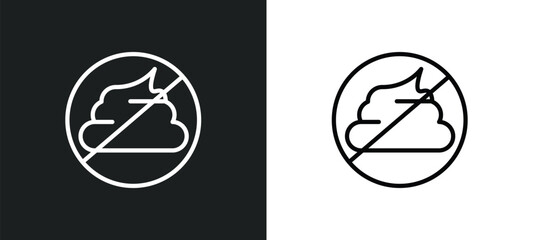 no pooping icon isolated in white and black colors. no pooping outline vector icon from traffic signs collection for web, mobile apps and ui.