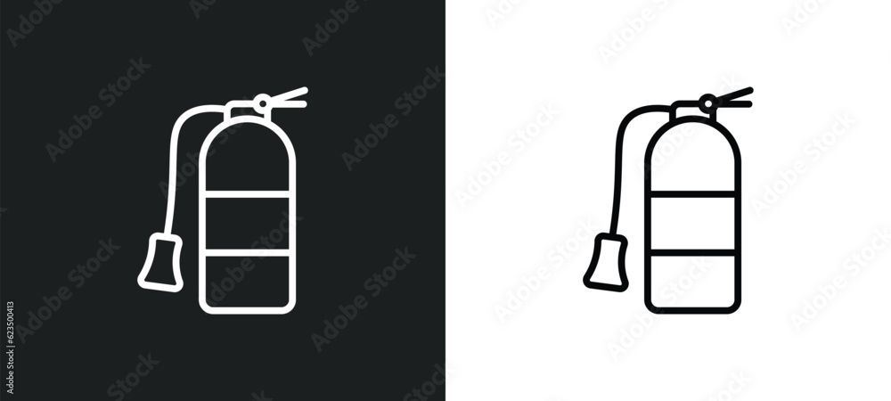 Poster flame extinguisher icon isolated in white and black colors. flame extinguisher outline vector icon f