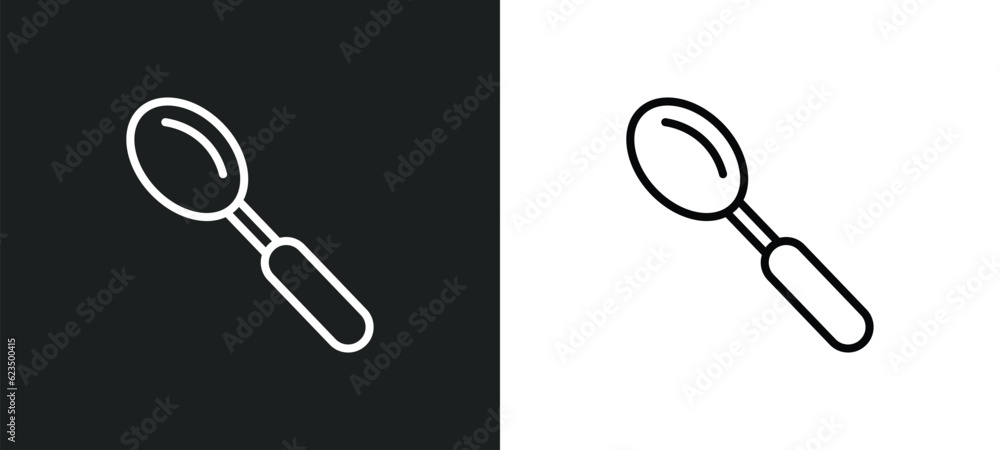 Poster large spoon icon isolated in white and black colors. large spoon outline vector icon from tools and 