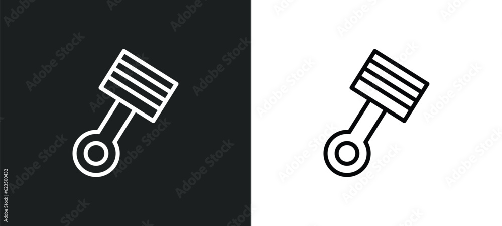Poster piston on icon isolated in white and black colors. piston on outline vector icon from tools and uten