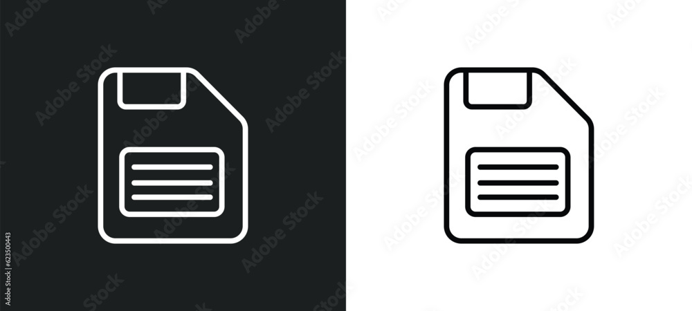 Poster face down floppy disk icon isolated in white and black colors. face down floppy disk outline vector 