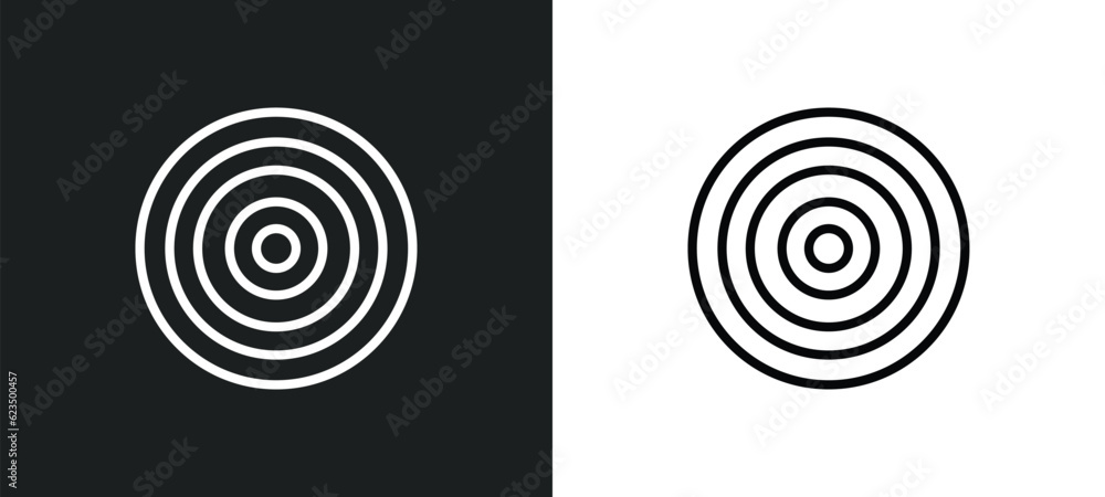 Poster target circles icon isolated in white and black colors. target circles outline vector icon from tool