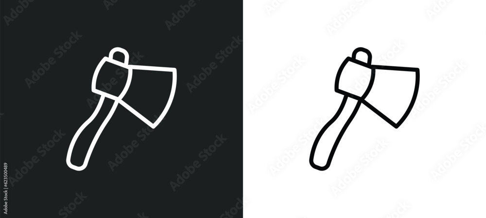 Poster hand axe icon isolated in white and black colors. hand axe outline vector icon from tools and utensi