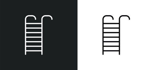 hanging ladder icon isolated in white and black colors. hanging ladder outline vector icon from tools and utensils collection for web, mobile apps and ui. © Farahim