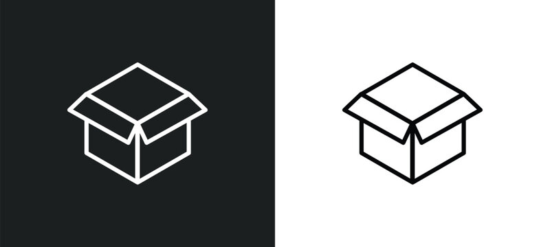 open black box icon isolated in white and black colors. open black box outline vector icon from tools and utensils collection for web, mobile apps and ui.